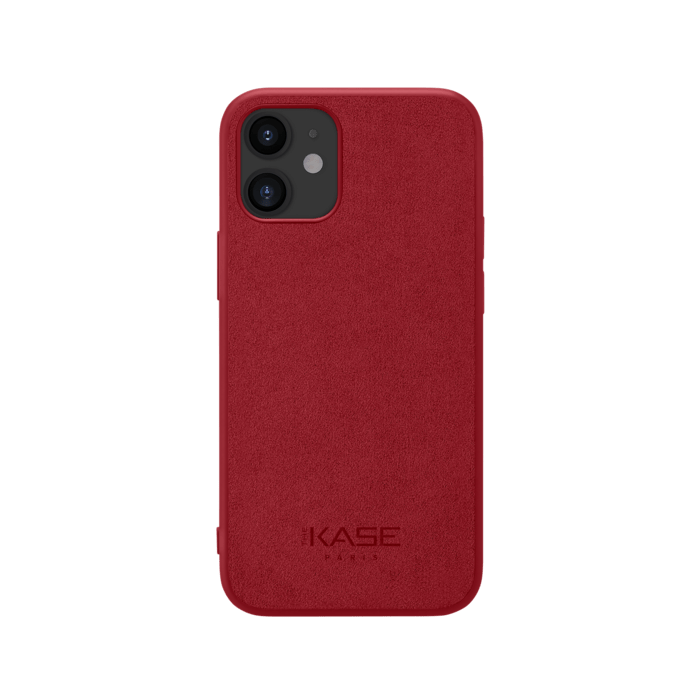 Coque en Su&egrave;de Alcantara pour Apple iPhone 12 mini, Rouge rubis