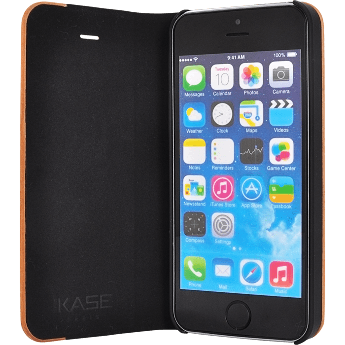 Coque Clapet pour Apple iPhone 5/5s/SE, Marron et Bois Naturel Cherry