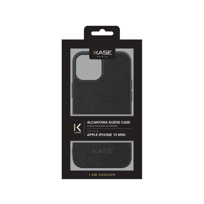Coque en Su&egrave;de Alcantara pour Apple iPhone 13 mini, Noir Minuit
