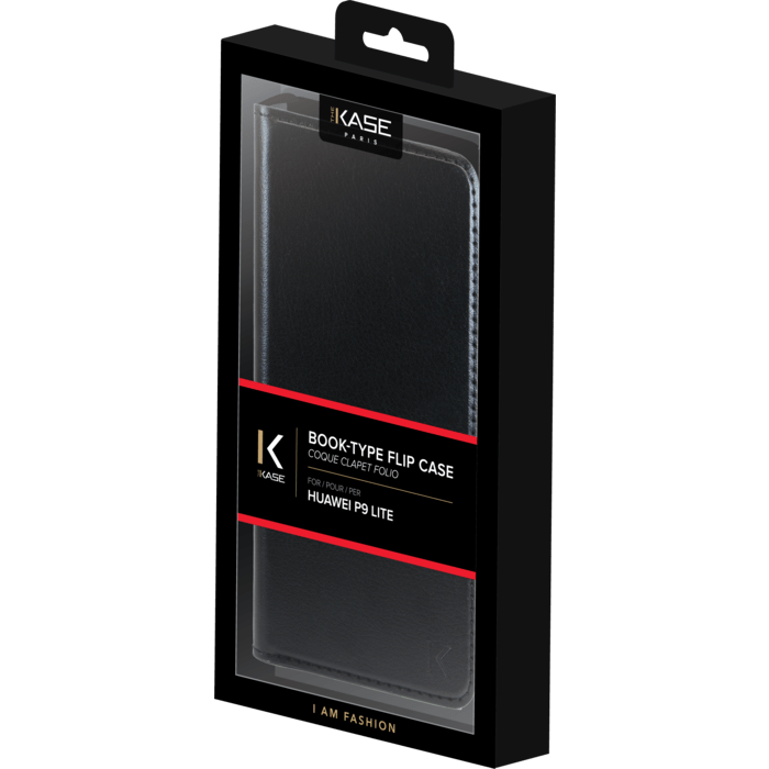 (P) Coque clapet avec pochettes CB & stand pour Huawei P9 lite, Noir