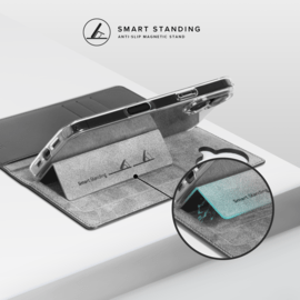 Diarycase 2.0 Coque clapet en cuir v&eacute;ritable avec support aimant&eacute; et fabriqu&eacute; avec un &eacute;tui en plastique recycl&eacute; pour Apple iPhone 17, Noir Minuit