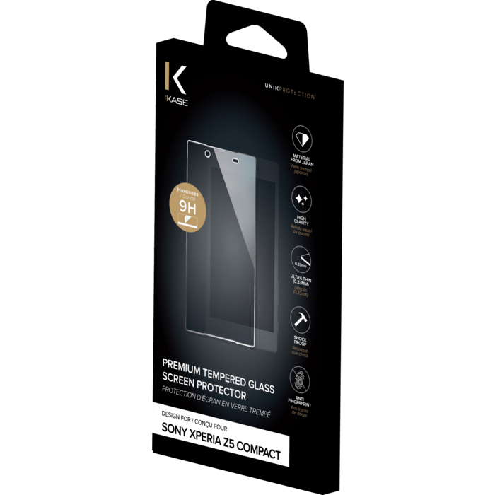 Protection d'&eacute;cran premium en verre tremp&eacute; pour Sony Xperia Z5 Compact, Transparent