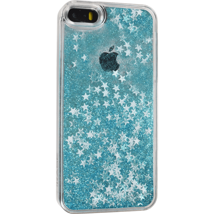 Bling Bling Coque Pailletée pour Apple iPhone 5/5s/5C/SE, Bleu Neige