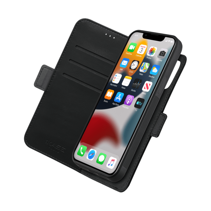 Robust 2-in-1 Magnetic Wallet & Case for Apple iPhone 13, Onyx Black