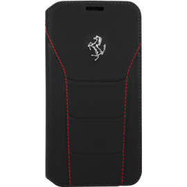 Ferrari 488 Coque clapet en cuir veritable pour Samsung Galaxy S7, Noir