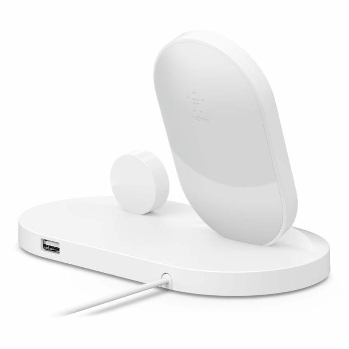 Station de recharge sans fil 7,5W pour iPhone et Apple Watch blanc