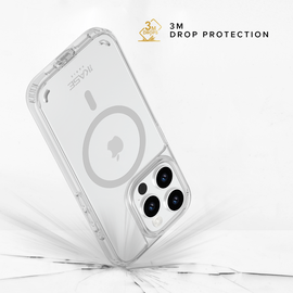 Coque antibactérienne antichoc magnétique invisible pour Apple iPhone 15 Pro, Transparente