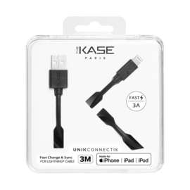 C&acirc;ble Lightning certifi&eacute; MFi Apple Charge Speed 3A charge/ sync (3M), Noir de jais