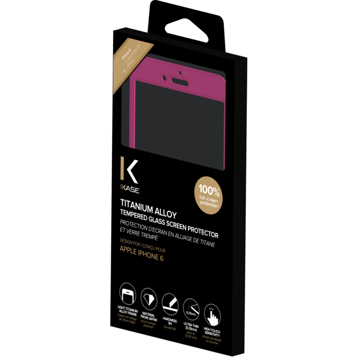 Protection d'&eacute;cran en Alliage de Titane et verre tremp&eacute; pour Apple iPhone 6/6s, Rose