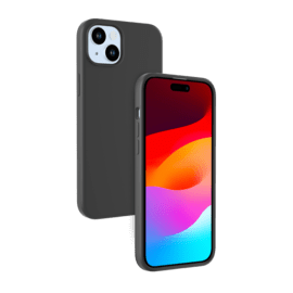 Coque antichoc en gel de silicone doux pour Apple iPhone 15 Plus, Noir satin