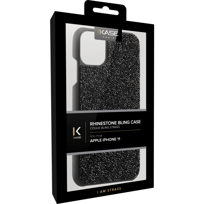 (O)Coque Bling Strass pour Apple iPhone 11, Minuit Noir