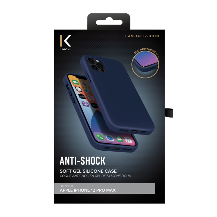 Coque antichoc en gel de silicone doux pour Apple 12 Pro Max, Bleu Oxford