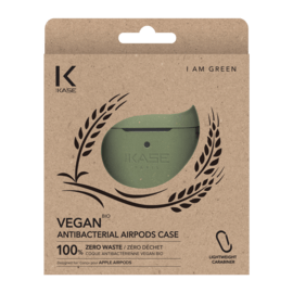 Coque antibactérienne vegan bio 100 % zéro déchet pour Apple AirPods, Vert olive