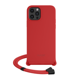 Coque en gel de silicone doux en bandouli&egrave;re pour Apple iPhone 12/12 Pro, Rouge Ardent