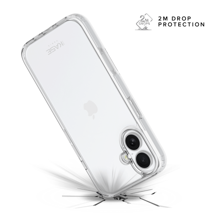Coque hybride invisible fabriqu&eacute;e &agrave; 83 % de plastique recycl&eacute; pour Apple iPhone 16 Plus, transparente
