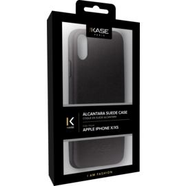Coque en Su&egrave;de Alcantara pour Apple iPhone X/XS, Minuit Noir