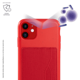 Coque antibactérienne Vegan bio en bandoulière pour Apple iPhone 11, Rouge écarlate