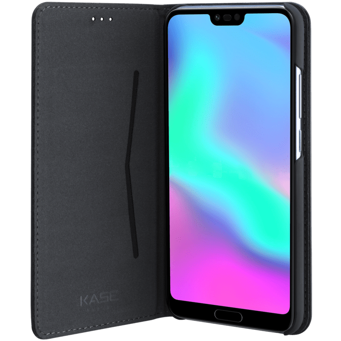 Coque clapet folio avec fente pour cartes & support pour Huawei Honor 10 Noir