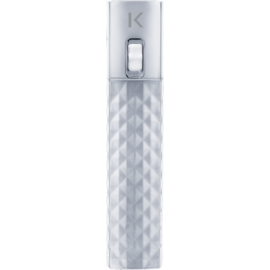 Batterie Externe Rouge &agrave; L&egrave;vres Bling Bling m&eacute;tallique 2600 mAh, Argent