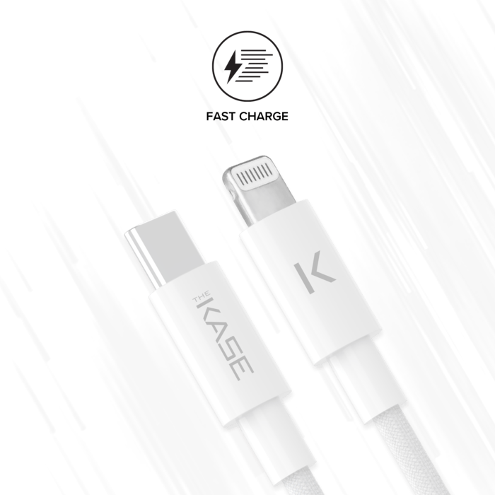 C&acirc;ble FAST CHARGE/SYNC USB-C vers Lightning &agrave; double tresse (1.2M), Blanc
