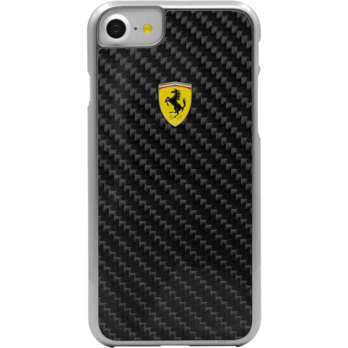 Ferrari Scuderia Coque carbone veritable pour Apple iPhone 7/8/SE 2020, Noir