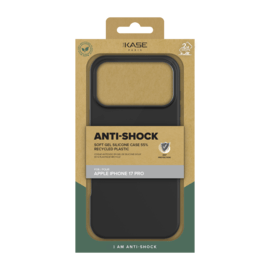 Coque antichoc en gel de silicone doux pour 55% de plastique recycl&eacute; Apple iPhone 17 Pro, Noir satin