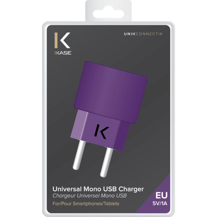 Chargeur Universel Mono USB (EU) 1A, Violet Royal