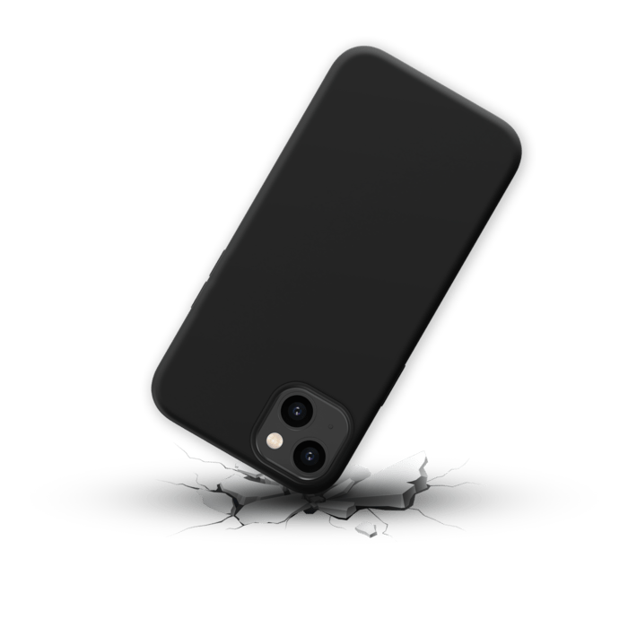 Coque antichoc en gel de silicone doux pour Apple iPhone 14 Plus, Noir satin