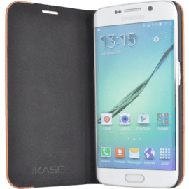 Coque Clapet pour Samsung Galaxy S6 Edge, Marron & Bois de cerisier naturel