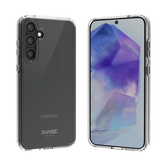 Coque hybride invisible fabriqu&eacute;e &agrave; 83 % de plastique recycl&eacute; pour Samsung Galaxy A55 5G 2024, transparente