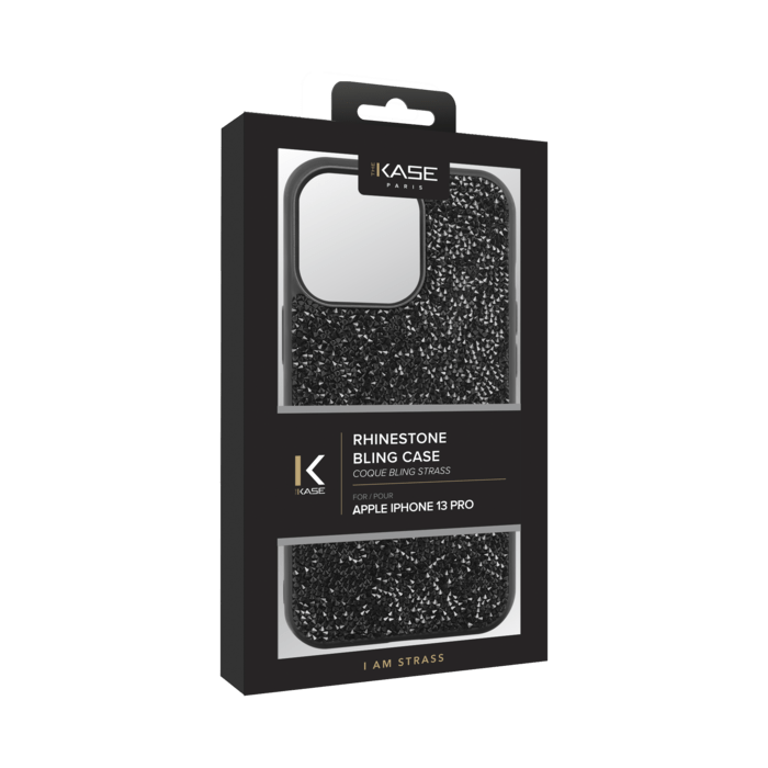 Coque Bling Strass pour Apple iPhone 13 Pro, Minuit Noir