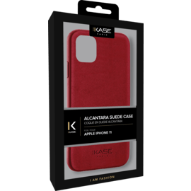 Coque en Su&egrave;de Alcantara pour Apple iPhone 11, Rouge rubis