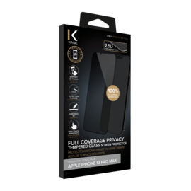 Protection d'&eacute;cran Priv&eacute;e en verre tremp&eacute; (100% de surface couverte) pour Apple iPhone 13 Pro Max, Noir