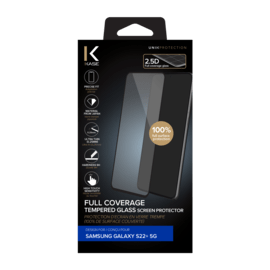 Protection d'&eacute;cran en verre tremp&eacute; (100% de surface couverte) pour Samsung Galaxy S22+ 5G, Noir