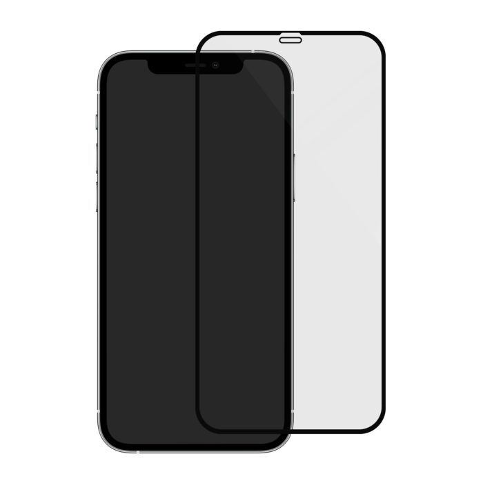 Antibacterial Full Coverage High Resistance Tempered Glass Screen Protector for Apple iPhone 12 Pro Max, Black