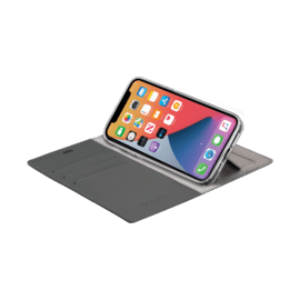 Diarycase 2.0 Coque clapet en cuir v&eacute;ritable avec support aimant&eacute; pour Apple iPhone 12/12 Pro, Minuit Noir