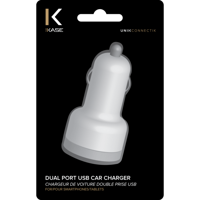 Chargeur de voiture double prise USB, Blanc
