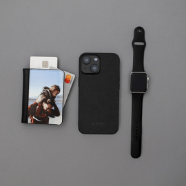 Coque en Su&egrave;de Alcantara pour Apple iPhone 14, Minuit Noir