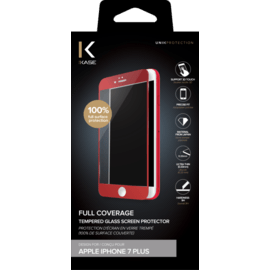 Protection d'écran en verre trempé (100% de surface couverte) pour iPhone 7 Plus, Rouge