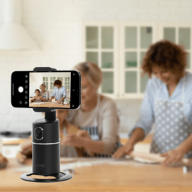 Support selfie pour smartphone avec suivi &agrave; 360&deg;, noir minuit