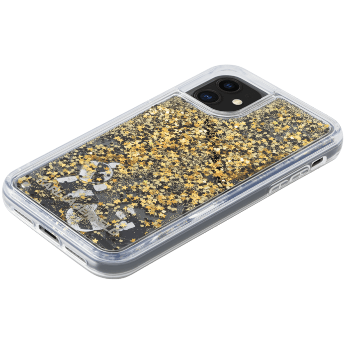 Coque Karl Lagerfeld Bling Bling avec breloques flottantes pour Apple iPhone 11, Or
