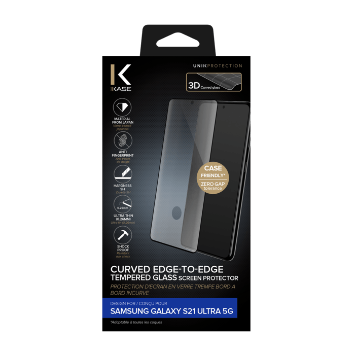 Curved Edge-to-Edge Tempered Glass Screen Protector for Samsung Galaxy S10+, Black