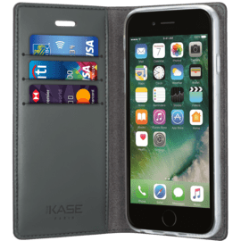 Case Diarycase Genuine Leather flip case with magnetic stand for Apple iPhone 7 Plus/8 Plus, Lizard Black