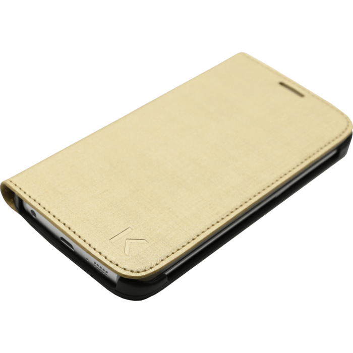 Coque Clapet Slim avec pochette CB pour Samsung Galaxy S6 Edge, Dor&eacute;e