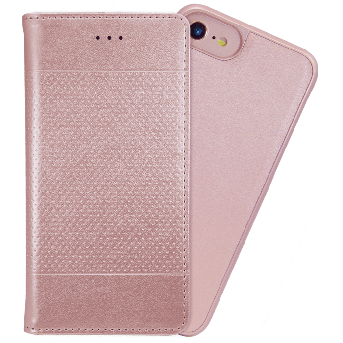 &Eacute;tui et Coque slim magn&eacute;tique 2-en-1 pour Apple iPhone 6/6s/7/8/SE 2020, Or Rose