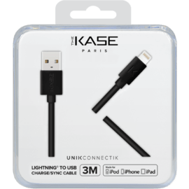 C&acirc;ble Lightning certifi&eacute; MFi Apple Charge/Sync (3M), Noir de Jais