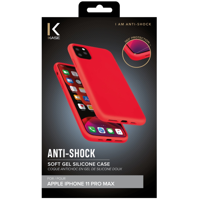 Anti-Shock Soft Gel Silicone Case for Apple iPhone 11 Pro Max, Fiery Red