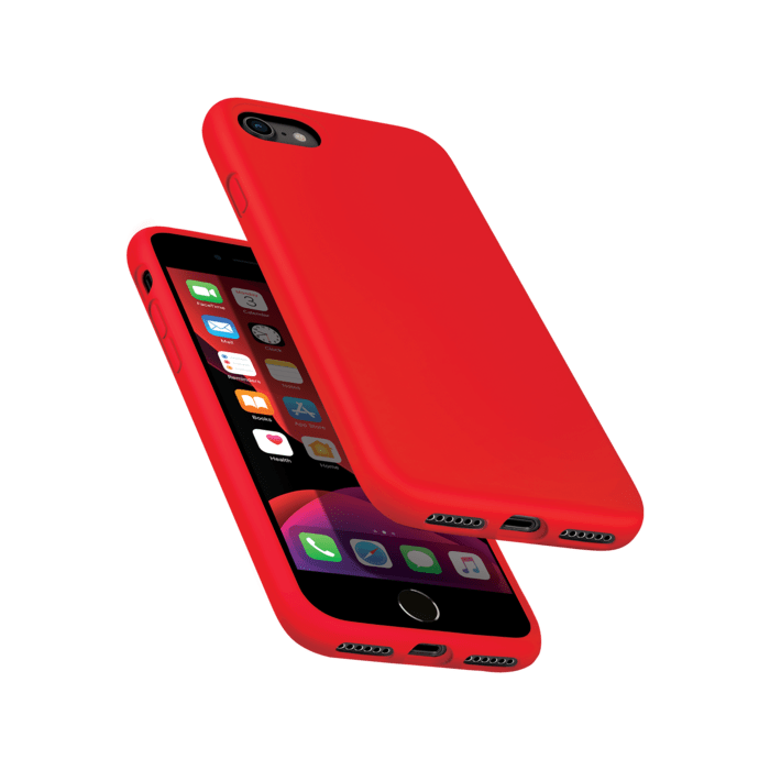 Coque antichoc en gel de silicone doux pour Apple iPhone 7/8/SE 2020/SE 2022, Rouge Ardent
