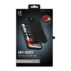 Coque antichoc en gel de silicone doux pour Apple iPhone 13 Pro, Noir satin
