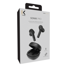 &Eacute;couteurs sans fil Sonik Pro intra-auriculaires avec bo&icirc;tier de chargement, Noir onyx